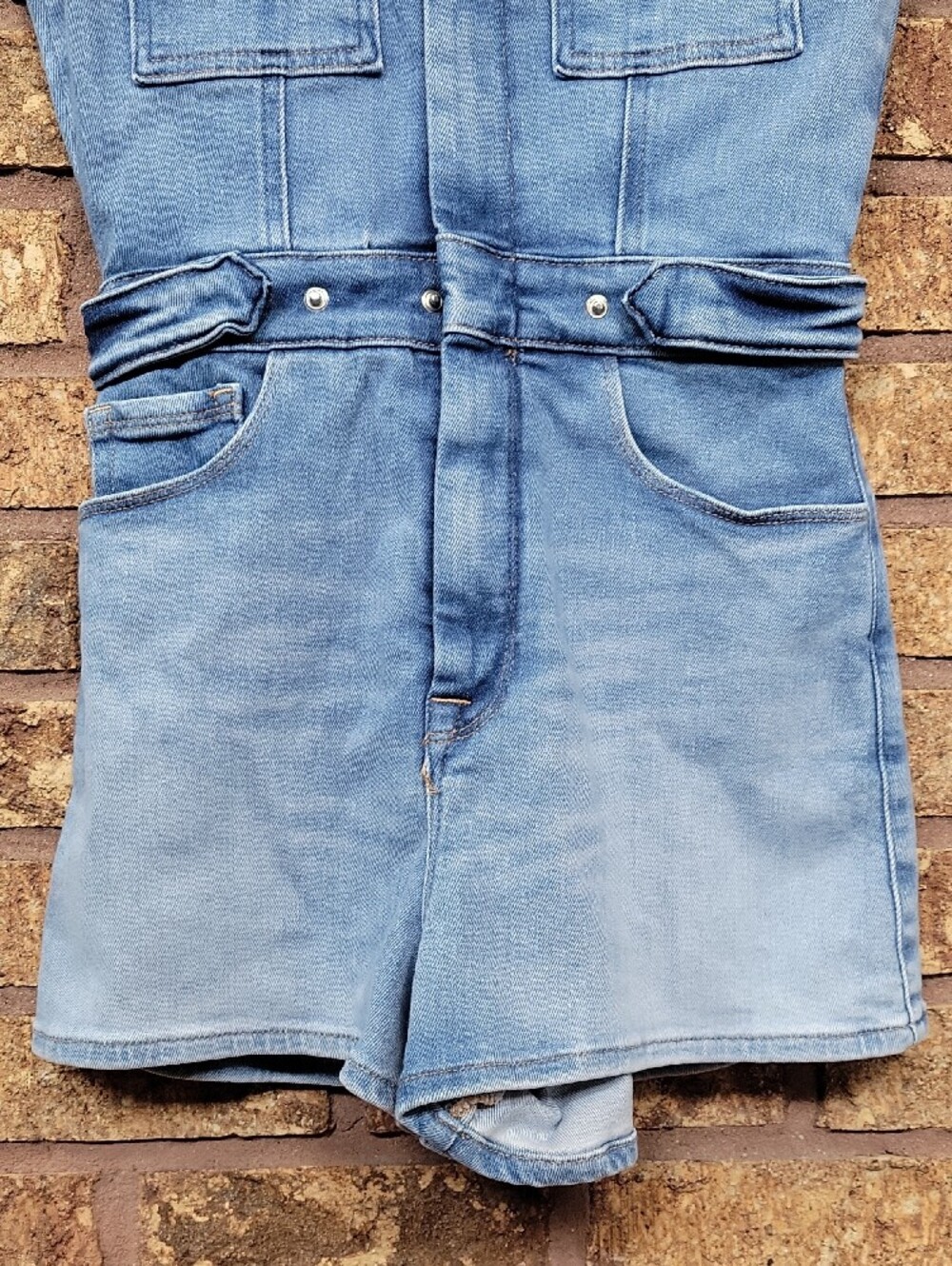 Good American Fit for Success Denim Romper Size 2 Small Cotton Stretch - Picture 7 of 16